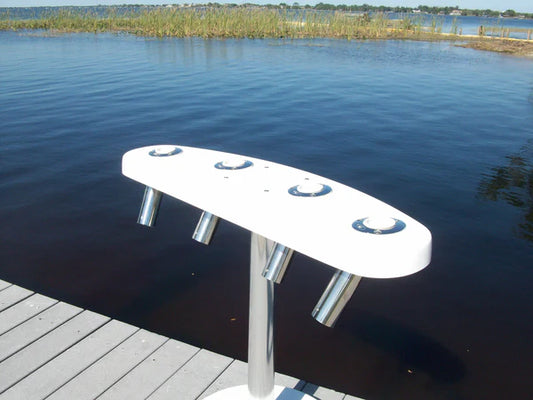 RIO MARINE CUSTOMS | C&M Rocket Launcher | 4 Stamped S/S Rod Holders | Model CMRL4 | 36" W x 11.25" L x 30" H | Versatile Fishing Accessory | For Boat
