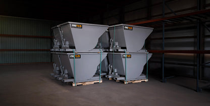 ProTilt Self-Dumping & Bump Release Hopper | Heavy-Duty | Volume Capacity 1-6 Cubic Yard | Width 38" - 124" | For Fork Lifts