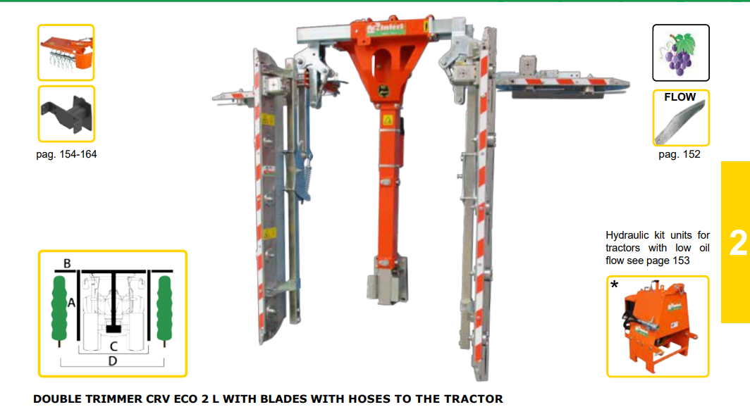 Rinieri Double Trimmer CRV ECO-2L With Blades/Hoses | 55"-83" Cuttig Width for Tractor