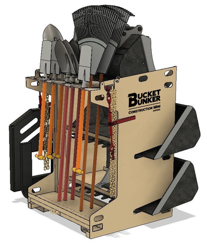 BUCKET BUNKER Construction Mini | Width 38" | Length 38" | Hydraulic Flow Range 8–15 GPM | Machine Size 1-3 Ton | For Skid Steers & Mini Excavators