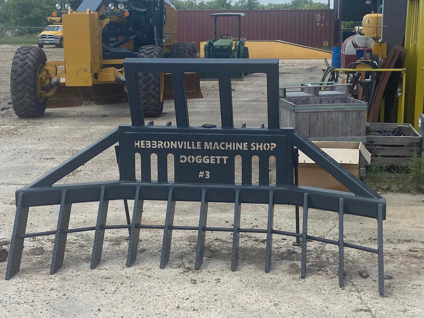 HEBBRONVILLE MACHINE SHOP 8’ & 12’ WNGED SKID-STEER STACKING RAKES FOR SKID STEER