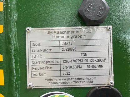 JMA Attachments Post Driver Hammer | Model JMA-45 GND | Energy Class 350 Joules | For 1 – 4.5 Tons Mini Excavators & Skid Steers