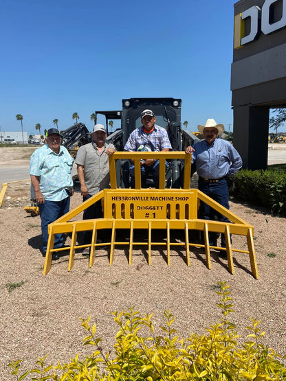 HEBBRONVILLE MACHINE SHOP 8’ & 12’ WNGED SKID-STEER STACKING RAKES FOR SKID STEER