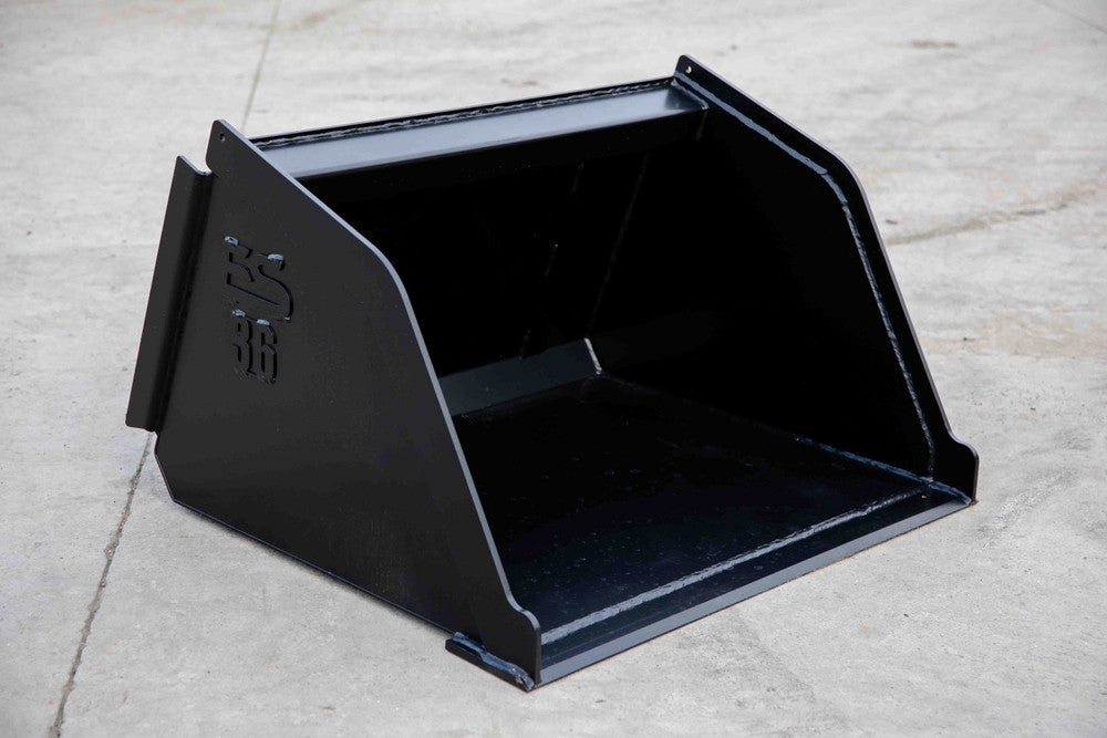 Express Steel | Snow/Mulch Bucket | Model Mini Bobcat | SKU ES-MBSMB-0036 | Width 36" | Hydraulic Flow 10 To 20 GPM | For Mini Skid Steers
