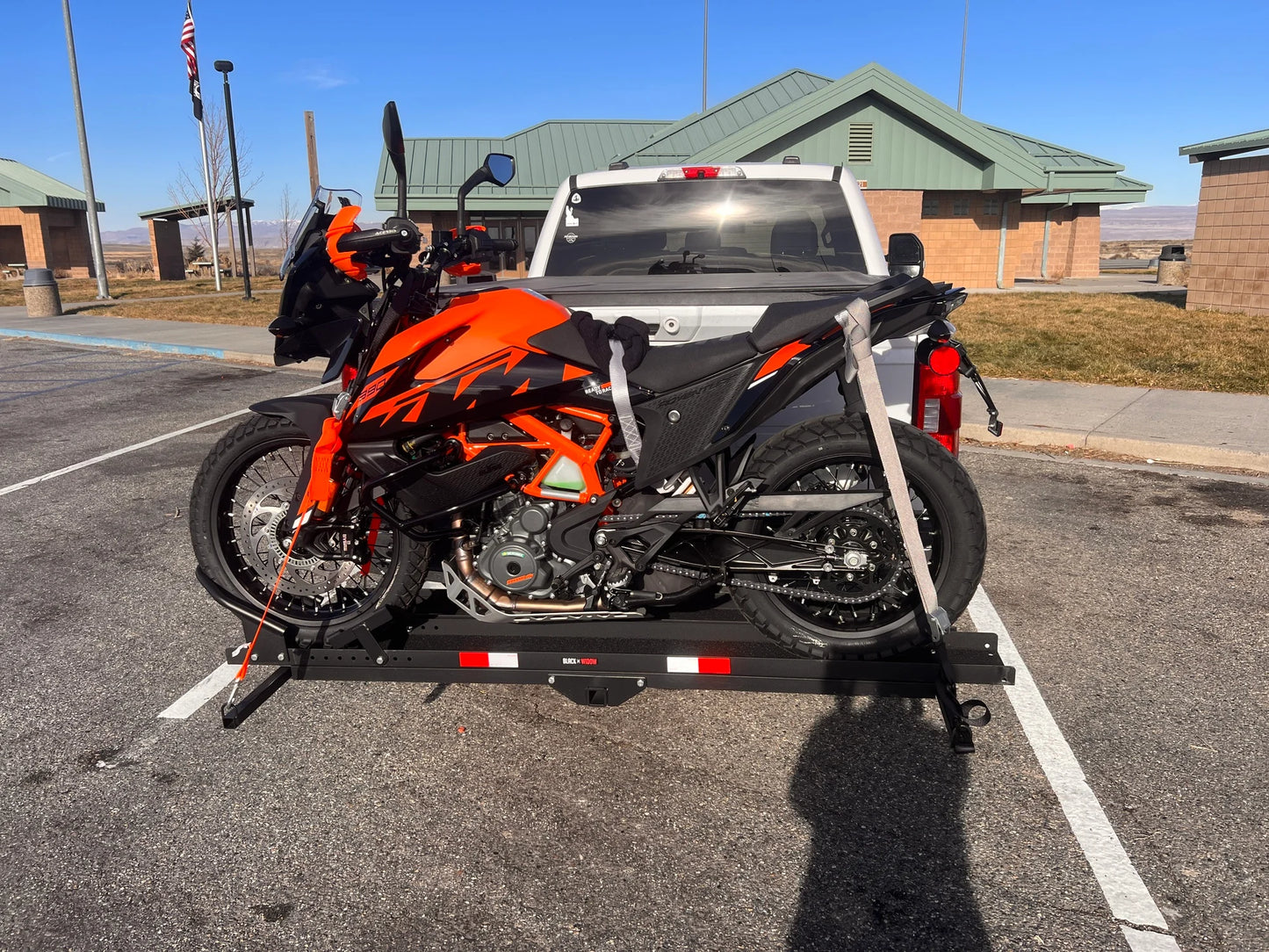 Black Widow Heavy Duty Motorcycle Carrier | Model MCC-600 | Track Size 79" x 7.75" | Capacity 600 lb | For Class III & IV Hitches