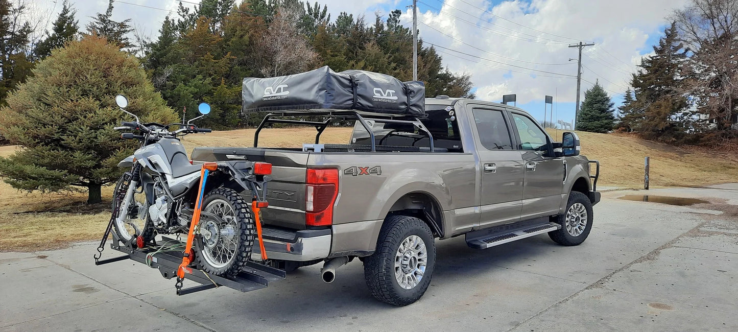 Black Widow Heavy Duty Motorcycle Carrier | Model MCC-600 | Track Size 79" x 7.75" | Capacity 600 lb | For Class III & IV Hitches