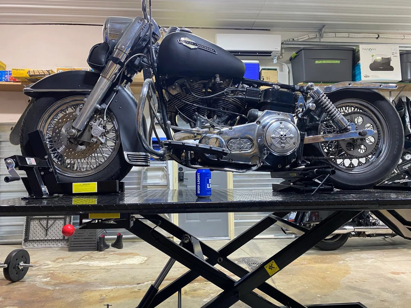 Black Widow Air/Hydraulic Motorcycle Lift Table Wide | Model BW-1500AO-V2-MC | Platform Size 78" x 47" | Capacity 1,500 lb | For Street, Touring & Cruiser Motorcycles