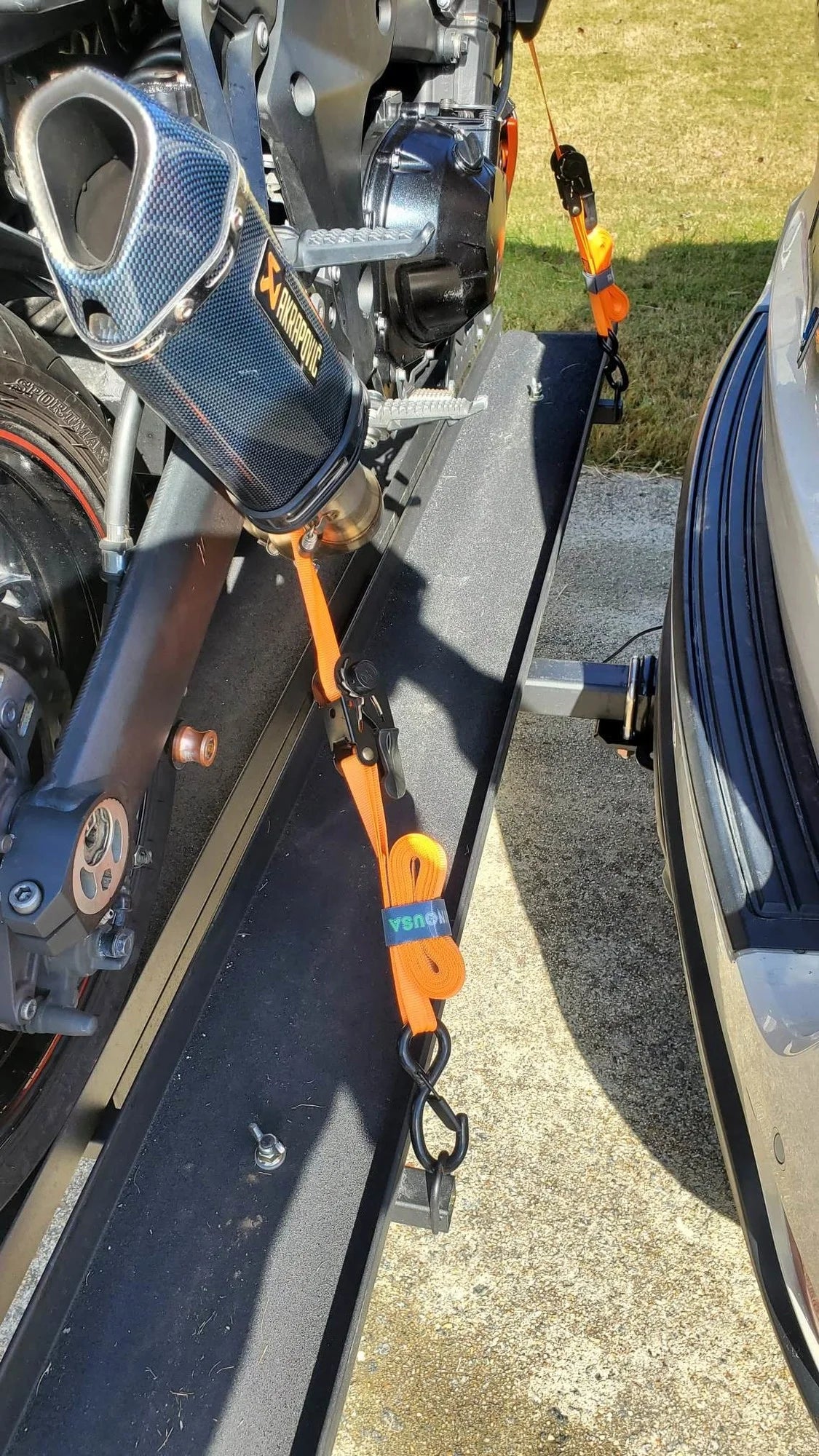 Black Widow Heavy Duty Motorcycle Carrier | Model MCC-600 | Track Size 79" x 7.75" | Capacity 600 lb | For Class III & IV Hitches