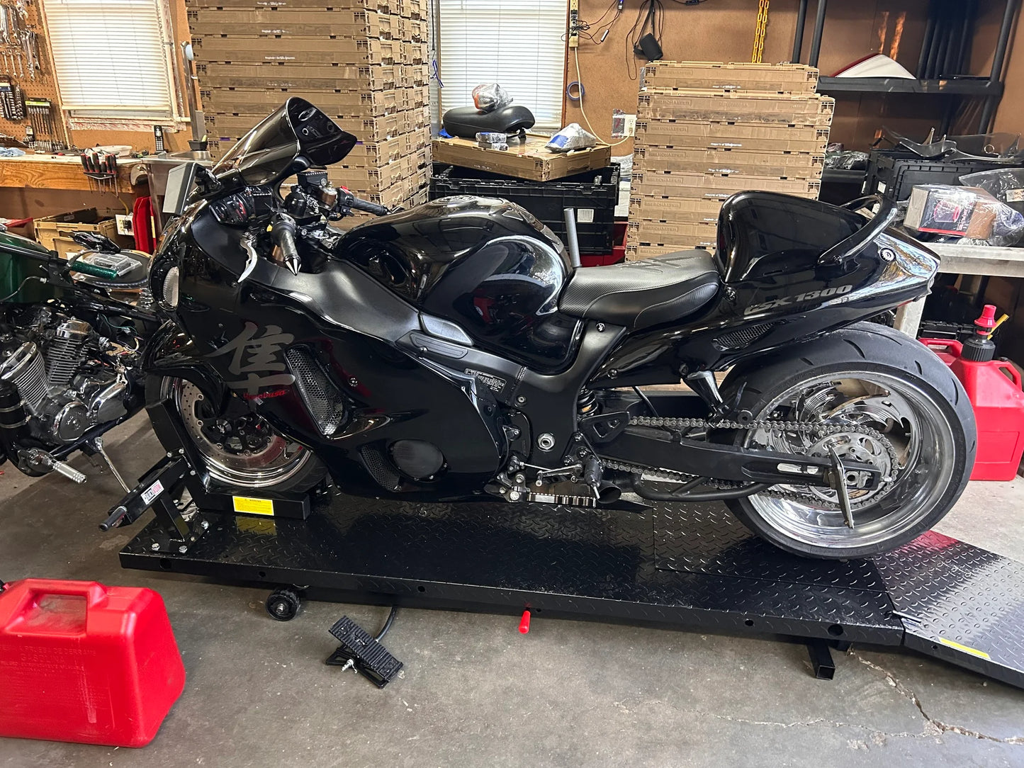 Black Widow Pneumatic Motorcycle Lift Table | Model BW-1000A | Platform Size 78.75" x 24" | 90 To 100 PSI Air | For Touring, Cruiser & Sport Bikes