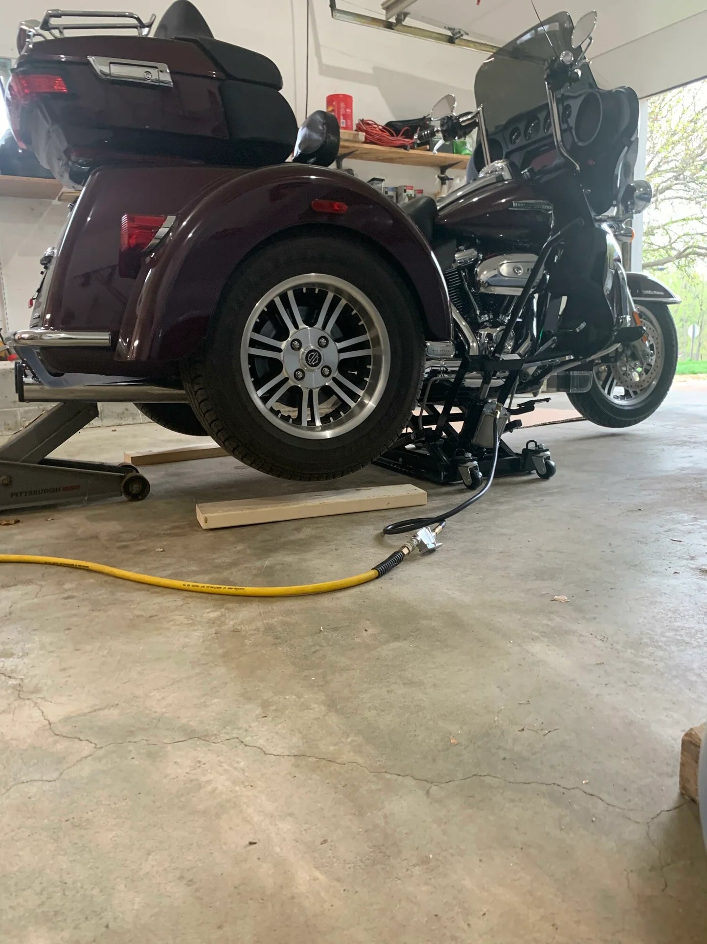 Black Widow Motorcycle & ATV Air-over-Hydraulic Jack | Model BW-0102 | Lift 5.5"–15.125" | Capacity 1,500 lb. | For Bike Maintenance & ATV Repair