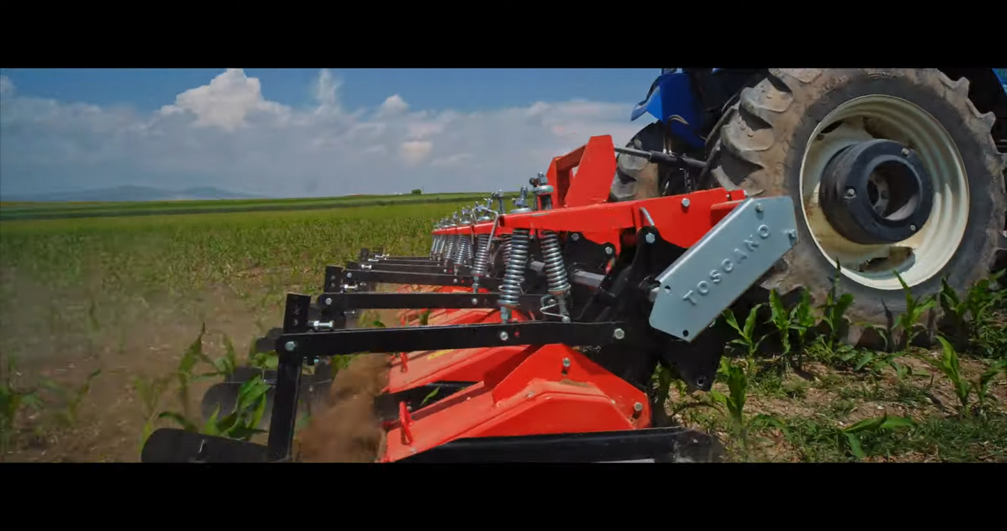 TOSCANO | Fertilizing Inter-Row Rotary Cultivator | Model 3, 4, 5, 6 & 7 Units | Total Width 7.05 to 14.76 Feet | HorsePower 30-75 HP | For Tractor