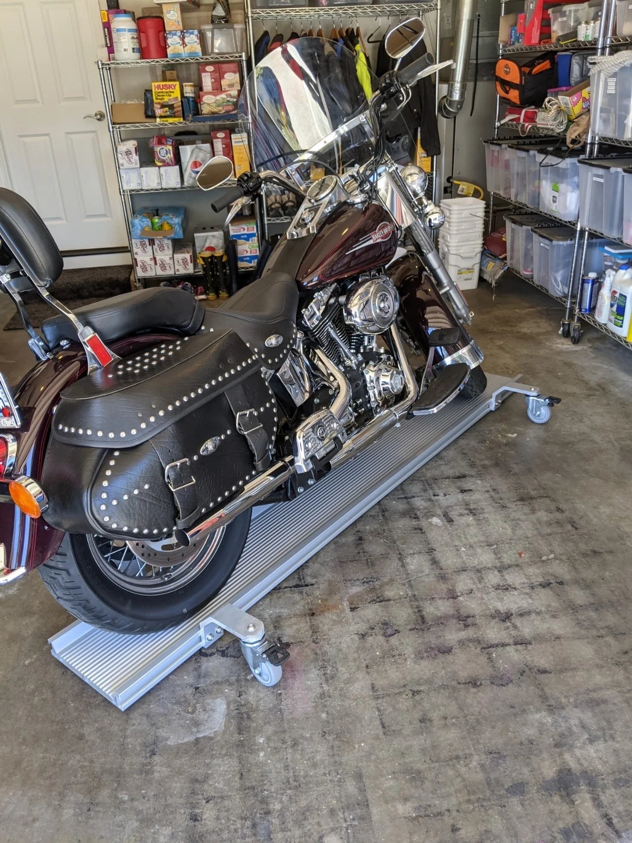 Black Widow Professional Aluminum Motorcycle Dolly | Model BW-PRO-DOLLY | Track Length 89" | Capacity 1,500 lb | For Street, Touring & Cruiser Motorcycles