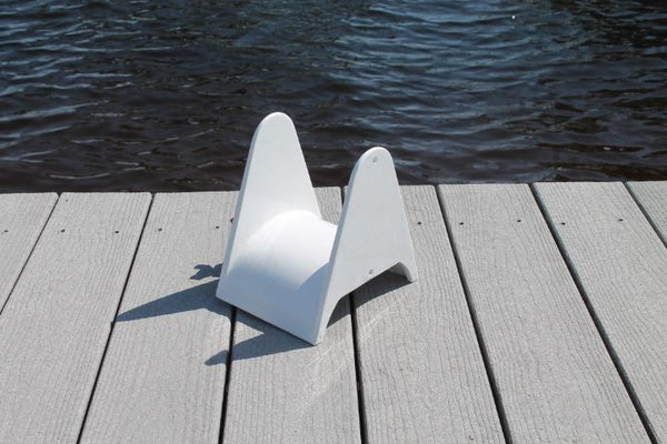 RIO MARINE CUSTOMS | Aluminum Hose Holder with Spigot | Model HH-SPG-WHT | 9" W x 11" H | 100' Capacity | Universal Dock