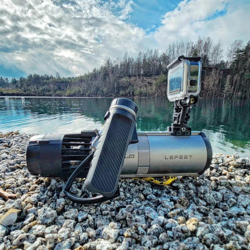 Lefeet Underwater Scooter | Model P1 Standard & P1 XR | Length 9.72"–15.79" | Width 12.40" | Height 5.12" | 9 & 13 kgf Thrust | 60m Depth | 60–90 Min Runtime | For Scuba, Freediving & SUP