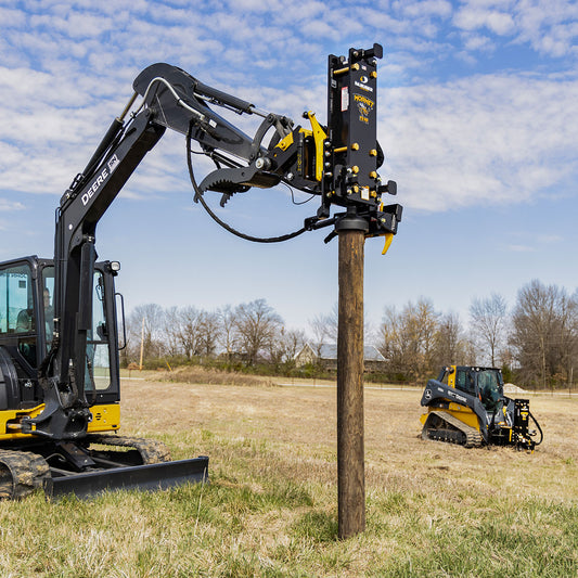 Danuser Hornet Post Driver w/ Tilt, No Grapple | Model T8-RR | Width 45.75" | Machine Size 6-8 Tons | For Excavators