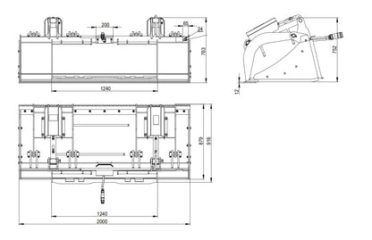 Landy Attachments Grapple Bucket | Widths 78" & 85" | 25-40 HP | 16 GPM | For Skid Steers, Tractors, ATVs & UTVs