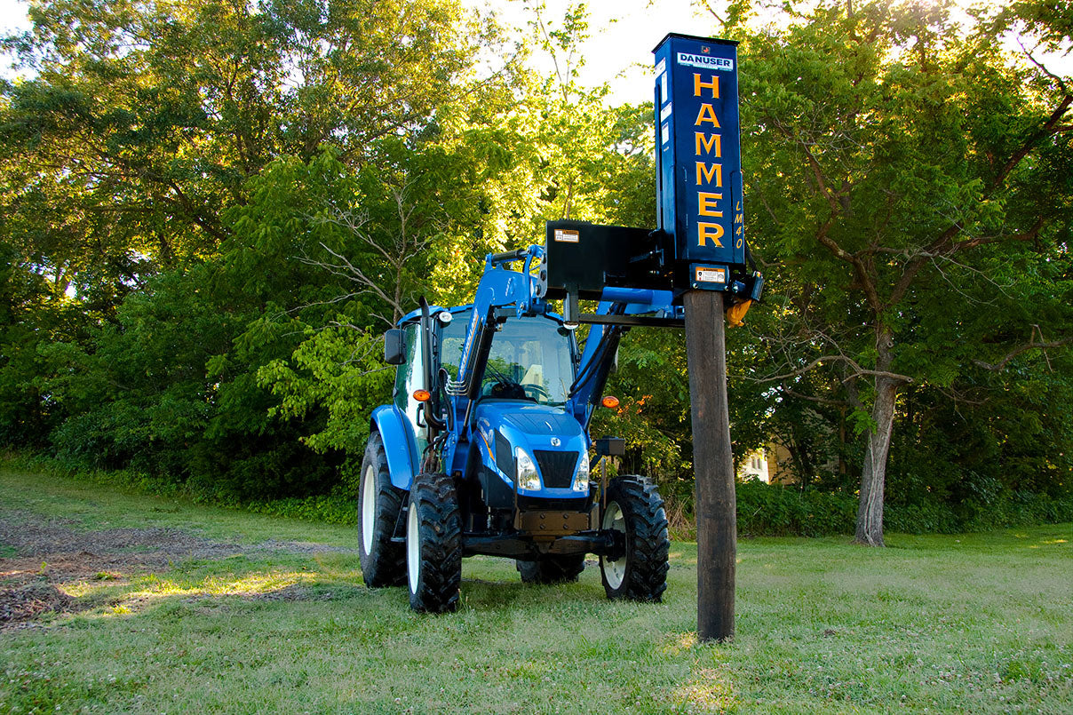 Danuser | Hydraulic Post Driver | Model LM40 | 8.5" x 9.25" Max Post Width | 25″ Width | Horsepower 75 HP | SSL Mount | For Tractor