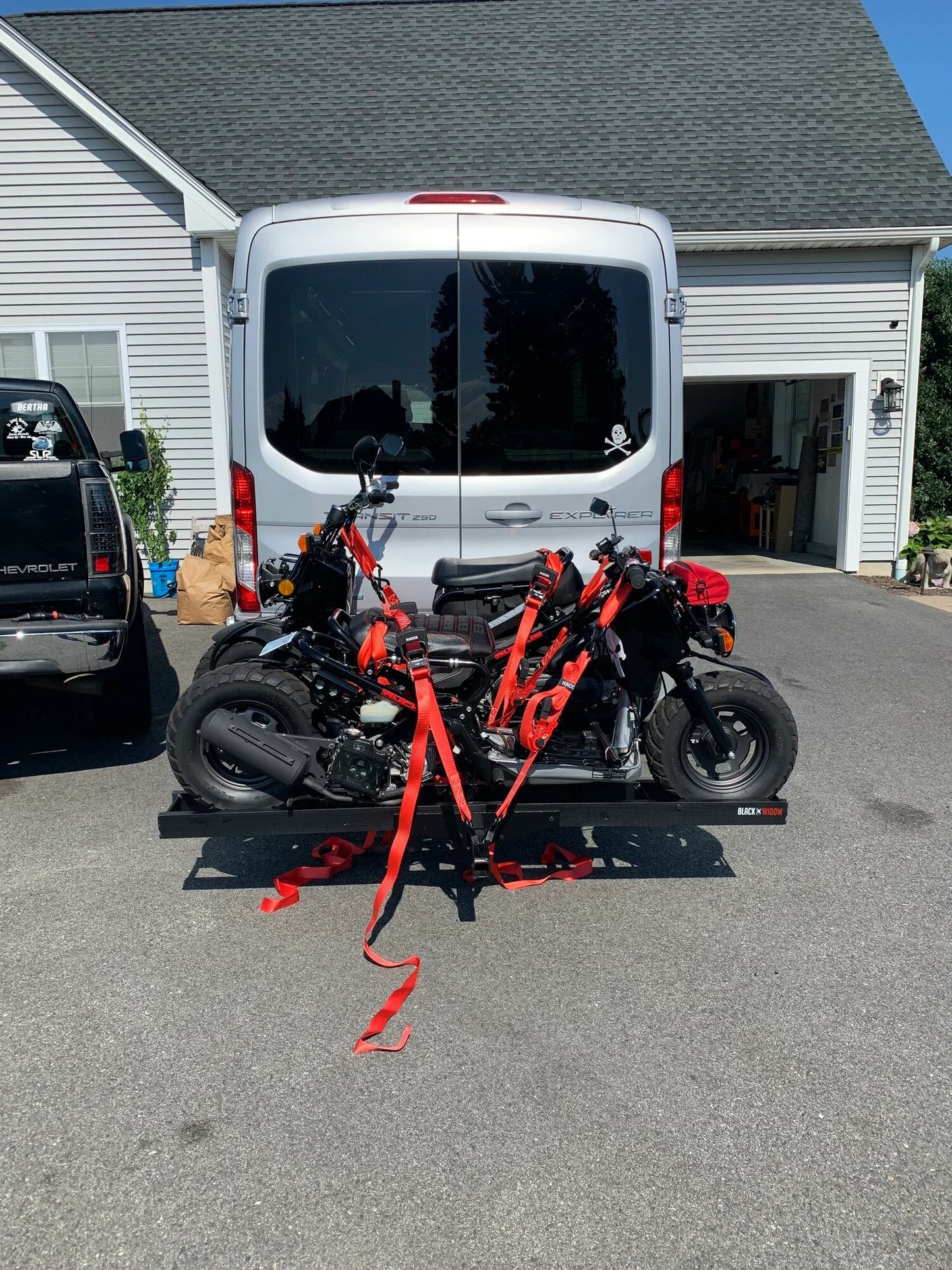Black Widow Pro Double Dirt Bike Carrier | Model AMC-600-2-PRO | Dual 5.5" Tracks | Capacity 600 lb | For 2" Class III & IV Hitch Vehicles