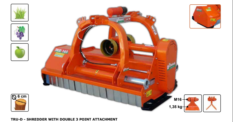 Rinieri Reversible Shredder TRU-D 100 - 240 Modal | 39"-92" Working Width | 30 - 110HP For Tractor