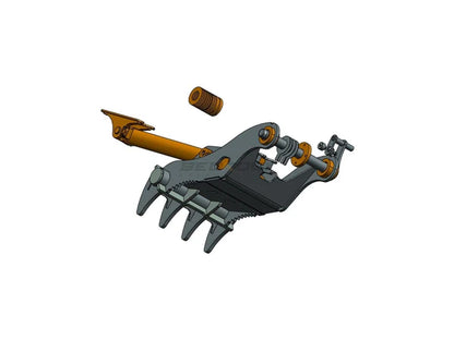 Bedrock Attachments Pin-On Thumb | Model EPT65-PO4T36 | Width 27.6" | Pin Size 65mm | 4 Teeth | Machine Size 12-15 Ton | For Excavators