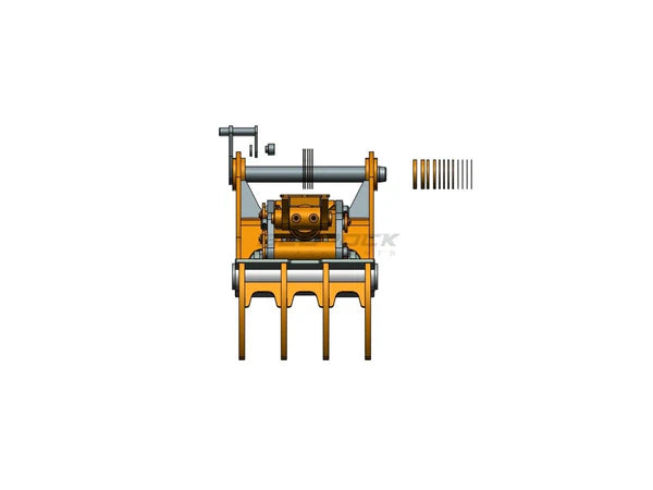 Bedrock Attachments Pin-On Thumb | Model EPT70-PO4T36 | Width 27.6" | Pin Size 70mm | 4 Teeth | Machine Size 15-18 Ton | For Excavators