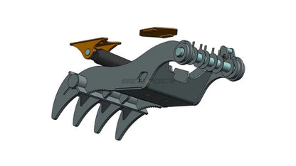 Bedrock Attachments Pin Grabber Thumb | Model EPT110-PG4T60 | Width 47.6" | Pin Size 110mm | 4 Teeth | Machine Size 45-50 Ton | For Excavators