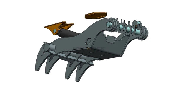 Bedrock Attachments Pin Grabber Thumb | Model EPT110-PG4T60W | Width 49.6" | Pin Size 110mm | 4 Teeth | Machine Size 45-50 Ton | For Excavators