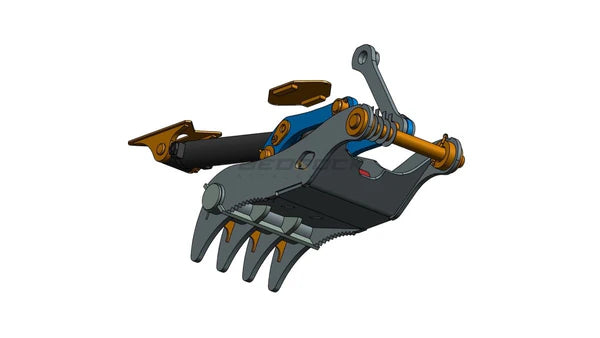 Bedrock Attachments Pin-On Thumb | Model ET80-PO4T36 | Width 34.3" | Pin Size 80mm | 4 Teeth | Machine Size 20-24 Ton | For Excavators