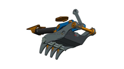 Bedrock Attachments Pin-On Thumb | Model ET80-PO4T36 | Width 34.3" | Pin Size 80mm | 4 Teeth | Machine Size 20-24 Ton | For Excavators
