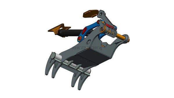 Bedrock Attachments Pin Grabber Thumb | Model ET90-PG4T54 | Width 47.2" | Pin Size 90mm | 4 Teeth | Machine Size 24-29 Ton | For Excavators