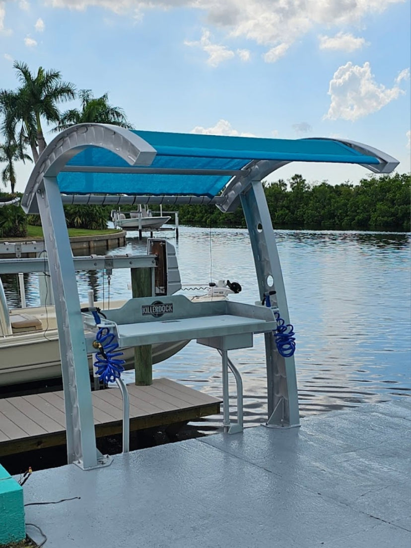 Killer Dock Fish Cleaning Station | Model Slam 4 1/2 | Width 54" | Heavy-Duty Marine Aluminum & HDPE | For Dock, Seawall, Deck & Patio