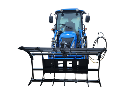 WIFO Equipment Grapple Rake Skid Steer Mount | Model GPSS/90" HOSE Series | Working Width 48″-66" | SSL Mount | 45 HP Max | For Tractor