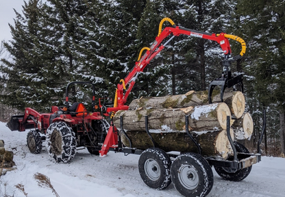 Woody Equipment 8' 9'' Forestry Trailer Model 9-58 HV with Log Loader 105 HD | For Compact Tractors 20 HP - 40HP