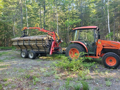 Woody Equipment 10′ Road Trailer Model 10-66 HV-R with Log Loader Model 115 HD & 130 HD | Pull Type | For Small Trucks & Tractor