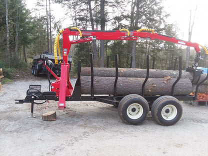 Woody Equipment 10′ Forestry Trailer Model 10-78 HV with Gooseneck Log Loader Model 130-HD / HDT | Pull Type |For Tractors