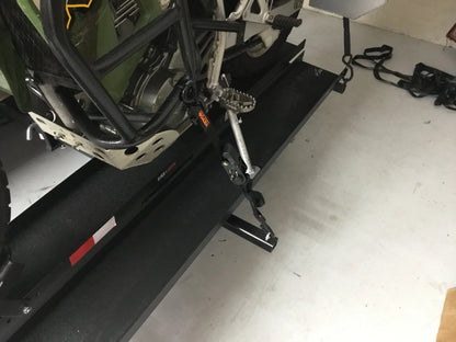 Black Widow Heavy Duty Motorcycle Carrier | Model MCC-600 | Track Size 79" x 7.75" | Capacity 600 lb | For Class III & IV Hitches