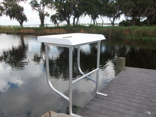 RIO MARINE CUSTOMS | Dock Overhang Fish Cleaning Table | Model SLFCS40-2 | 40" W x 23" D | Space-Saving Dock  | Universal Waterfront Dock