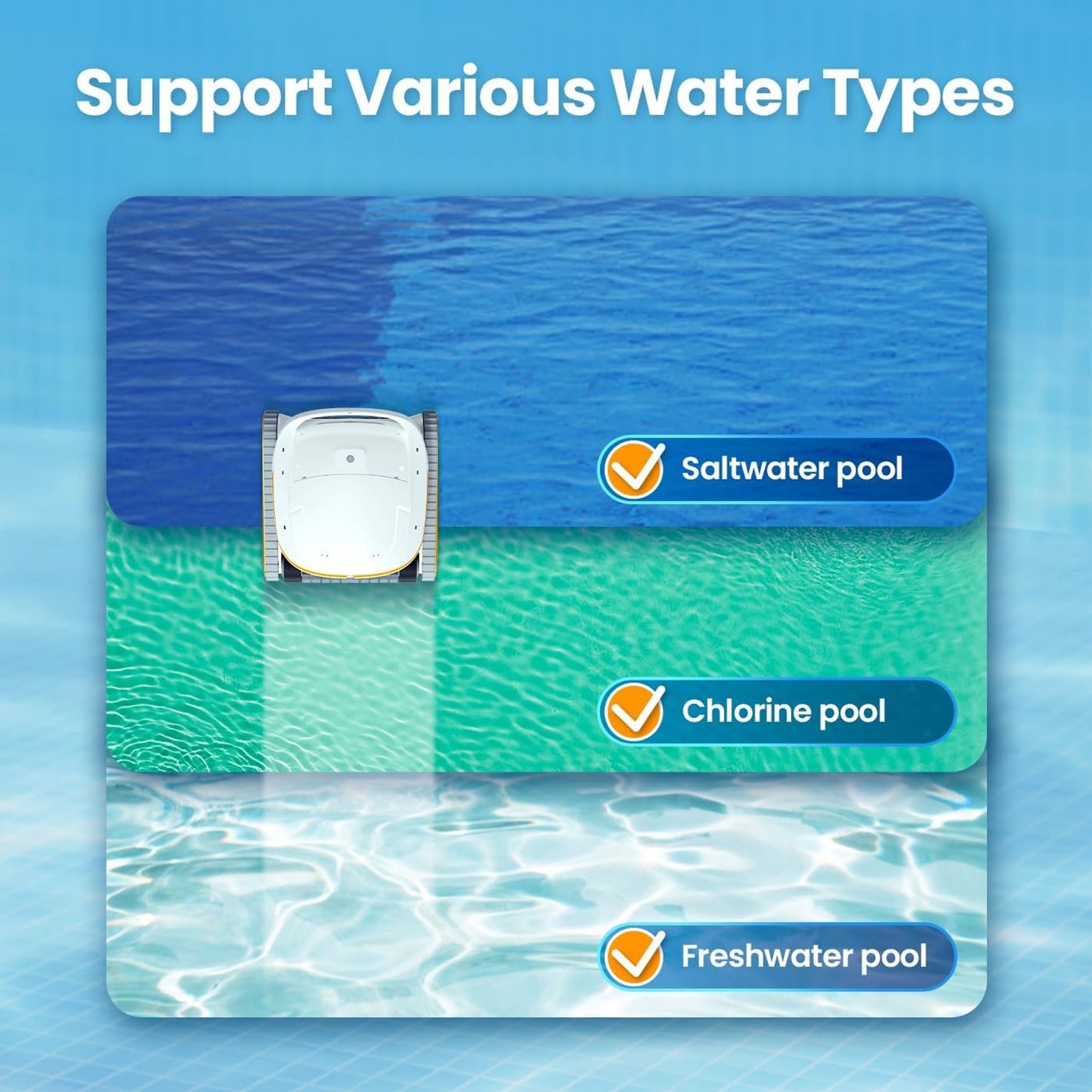 Chasing Cleaner Hydro 3 Cordless Essential Pool Cleaner | Pool Size 860.8–1076 Sq.ft | Charging Time 4 H | Battery Time 200 Min