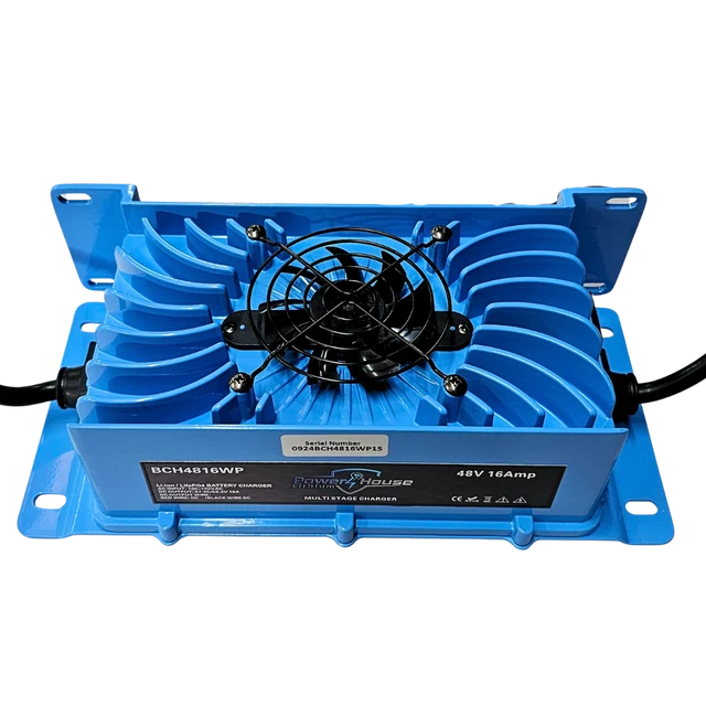 PowerHouse Lithium 48V 16A Waterproof Smart Charger | Model BCH4816WP | For 48V Battery