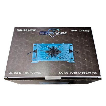 PowerHouse Lithium 48V 16A Waterproof Smart Charger | Model BCH4816WP | For 48V Battery