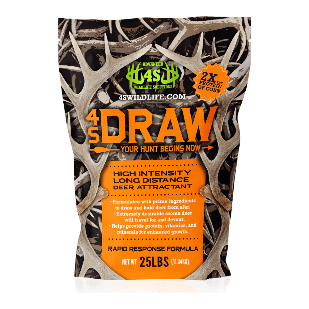 4S Advanced Wildlife Solutions 4S DRAW Deer Attractant | Size 3, 10 & 25 lb | Long‑Range Aroma | High‑Protein Peanut Formula | For Hunting & Feed Sites