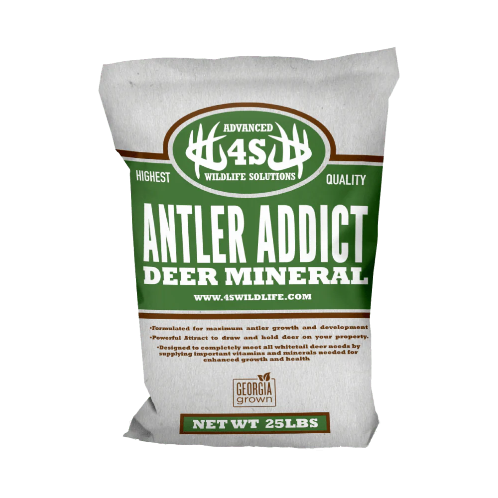 4S Advanced Wildlife Solutions Antler Addict Deer Mineral | Blocks & 25 lb Bags | High‑Potency Chelated Minerals | For Whitetail Deer Growth & Herd Health