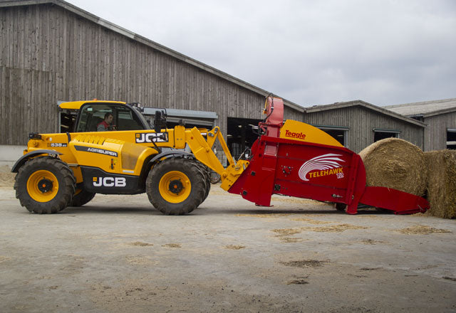 Teagle | Telehawk Bale Processor | Model T2 | Width 5'6" | 44' Spread Distance | 5′ Bale Capacity | 15-30 GPM Hydraulic Flow | For Telehandler