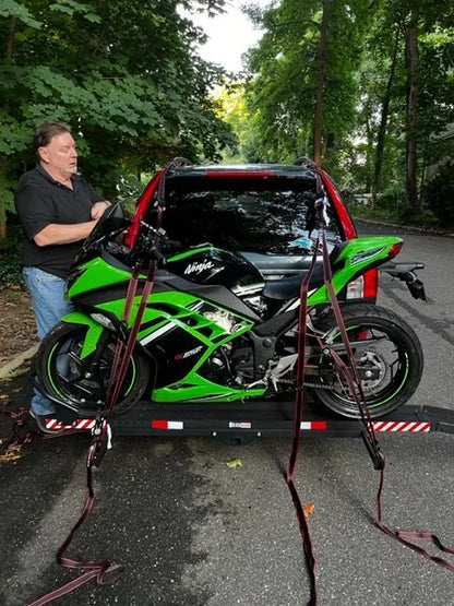 Black Widow RV Motorcycle Carrier | Model RV-MC-CARRIER | Length 80" | Capacity Up To 600 lb | For RV 2" & 2.5" Hitch Receivers