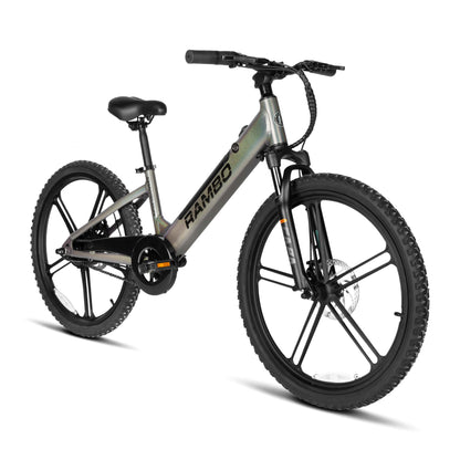 Rambo | E-Bike | Model Kid's 24" Chameleon | 250W Rear Hub Motor | 24V 10.5Ah Integrated Battery | Up to 15 Miles Range | Speed Up-To 17 Mph | For Kids Ages 9–14