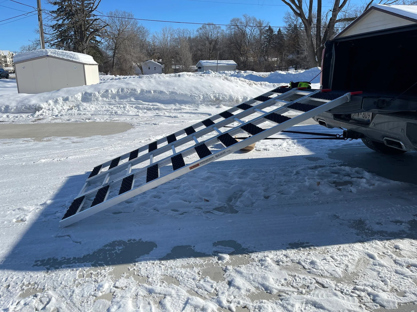 Black Widow Black Ice Folding Snowmobile & ATV Loading Ramp | Model SNO-ATV-9454-EXT | Wide 54" | Capacity 1,500 lb | For Snowmobiles, ATVs & UTV Transport