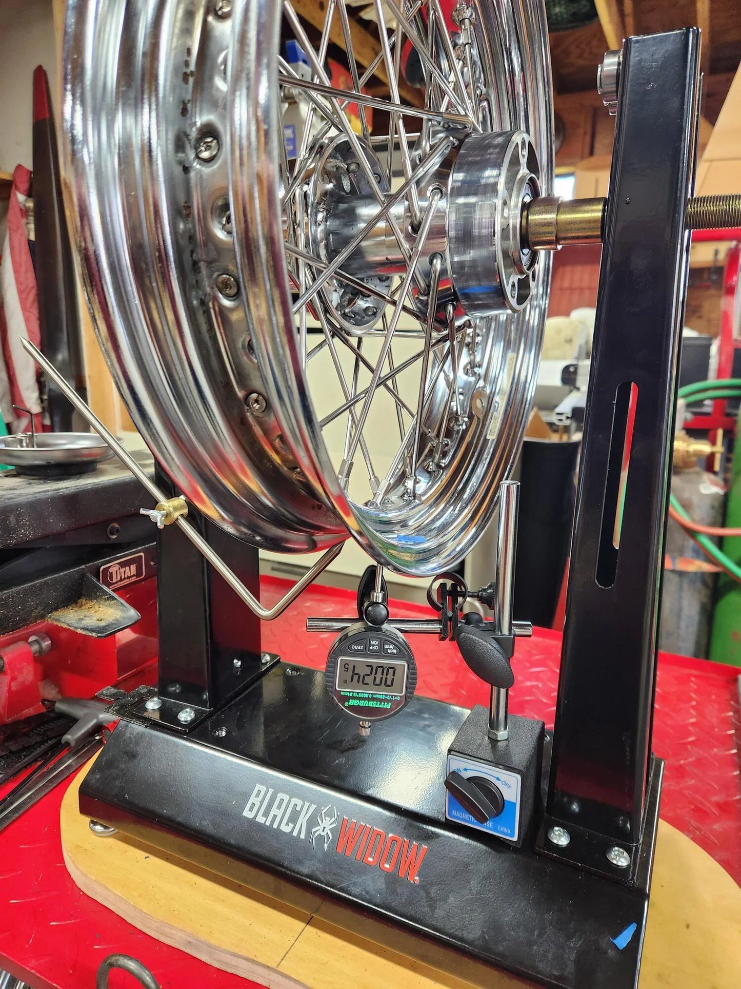 Black Widow Motorcycle Wheel Balancer & Truing Stand | Model BW-WB-30 | Diameter Up to 35" | Manual Precision Tool | For Dirt, Street & Cruiser Bikes