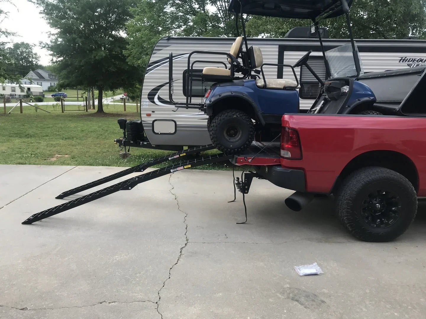 Black Widow Arched Folding Dual Runner ATV Ramps | Model BW-9412-2 | Length 96" | 1,200 lb Capacity | Horsepower 20 To 60 HP | For ATV, Truck & Trailer Loading