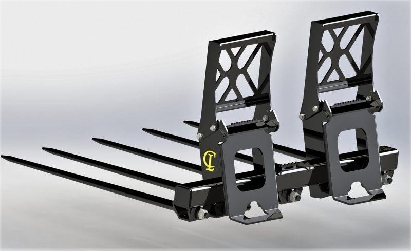 CL Fabrication EZ Bale Spears | Width 60"-102" inches | Oil Flow Range 15-25 GPM | For Skid Steer Loaders