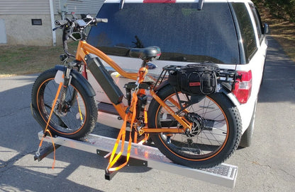 Black Widow Dirt Bike Carrier w/Chock | Model AMC-400-DLX | Track Size 75" | Capacity 400 lb | For Class III & IV 2" Hitch Motorcycles